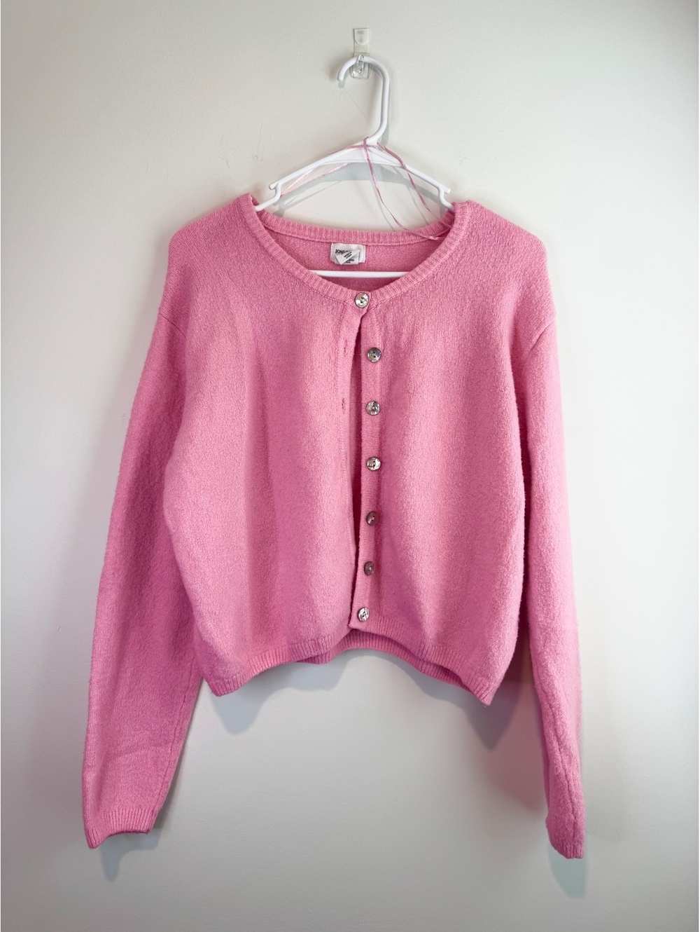 Song of Style Pink Knit Button-Up Cardigan Sweater, Size Large